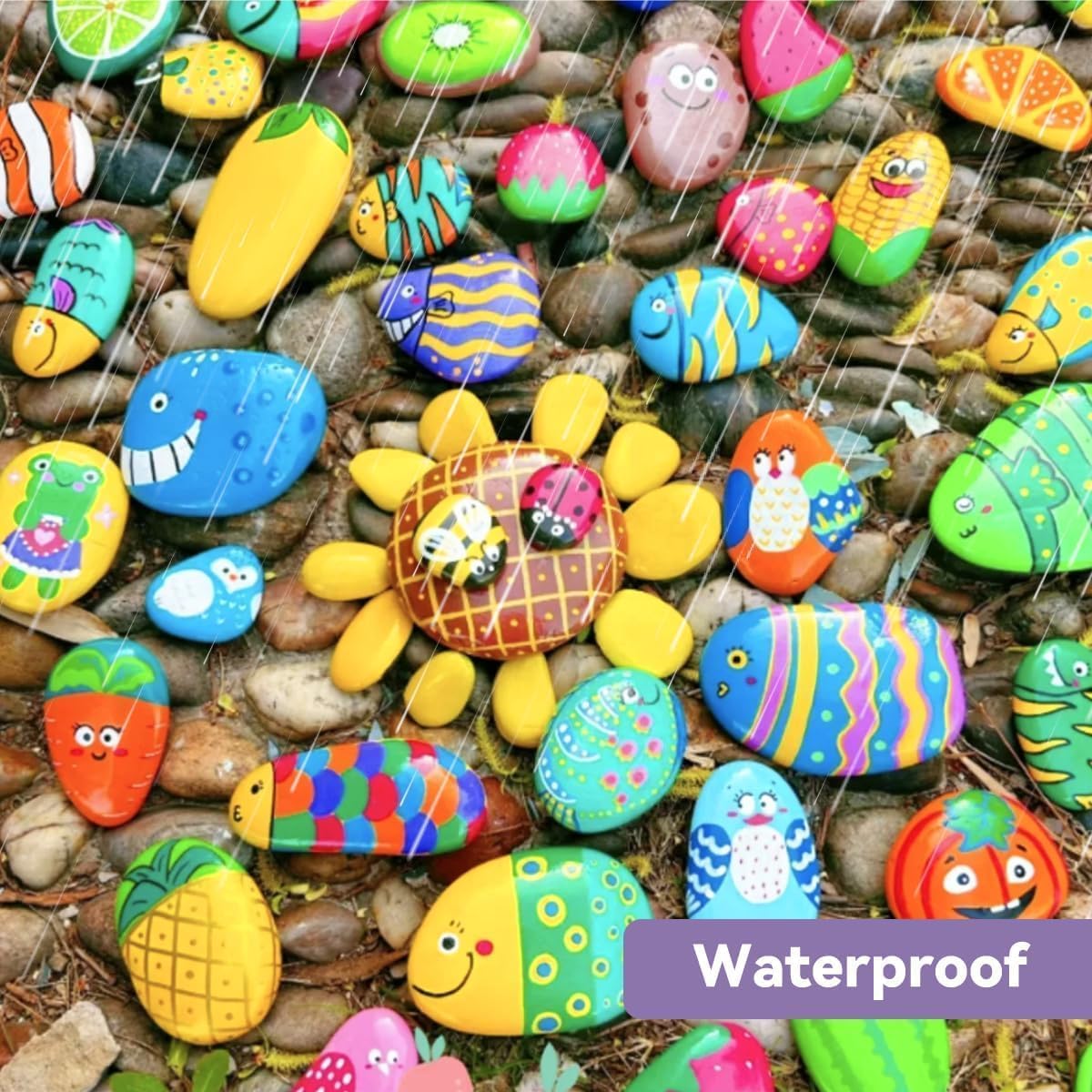 Arrtx 30 Colors Acrylic Paint Pens for Rock Painting, Brush Tip Markers for Rock Painting, Ceramic, Glass, Canvas, Mug, Wood, Easter Egg, Waterproof Paint DIY Crafts Making 30A image 8
