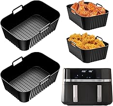 2 Stück Airfryer Silikonform Heißluftfritteuse Zubehör für Russell Hobbs Heißluftfritteuse 2 Kammern 9L(2 x 4.5L), Wiederverwendbar Dual Zone Rapid Airfryer Zubehör für Russel Hobbs 27681-56