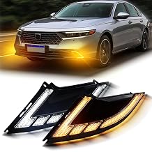 LED Daytime Running Light Front Bumper Fog Light, Switchback White DRL Amber Sequential Turn Signal, Compatible with Honda Accord 2023 2024 2025 LX EX Sport Hybrid