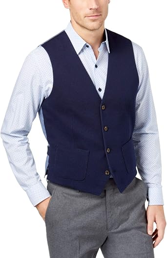 Tasso Elba Mens Colorblocked Four Button Vest, Blue, XX-Large (Regular)
