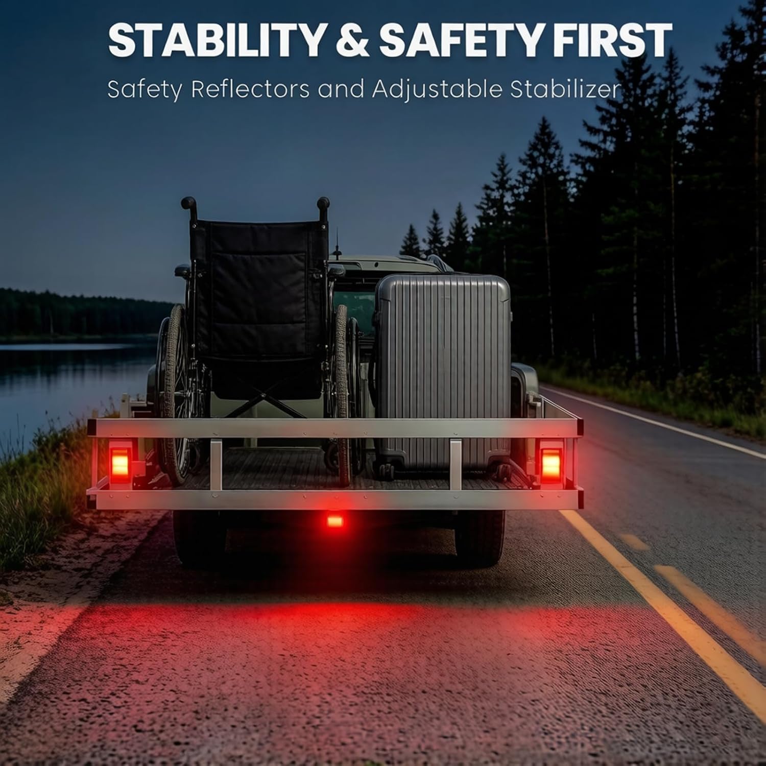 900 lb Hitch Cargo Carrier with Ramp, Heavy Duty Aluminum Construction Rust Resistant 50" x 30" x 9" Cargo Basket with 42" Foldable Ramp for Truck SUV Van RV, Wheelchair Scooter Mobility