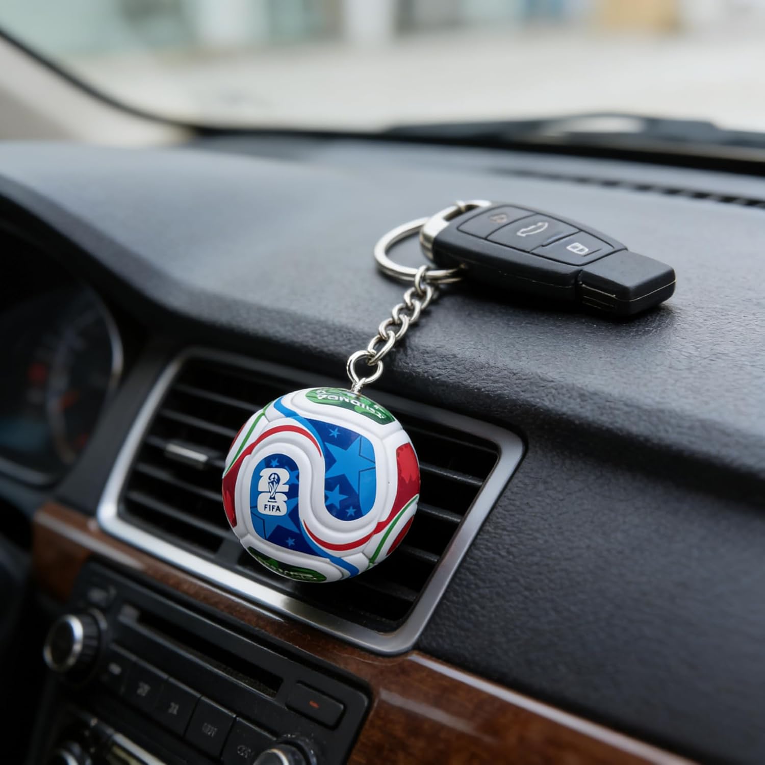 1Piece Mini Soccer Ball Keychain,3D Football Pendant Keyring,Sports Fan Accessory for Backpacks and Keys(Multicolored)