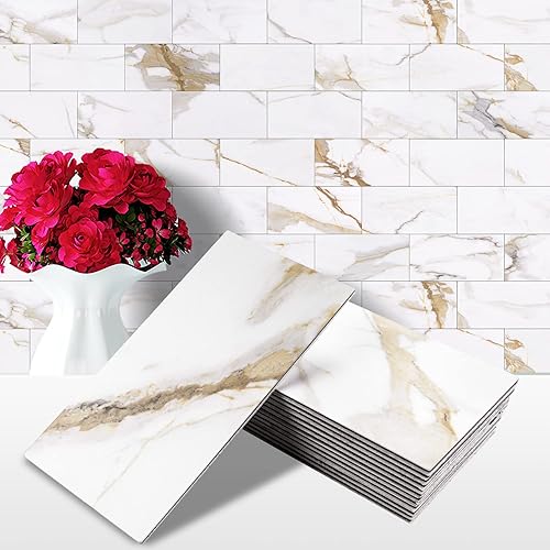STICKGOO 100 piezas de azulejos de pared de PVC de 3 x 6 pulgadas, para despegar y pegar, para cocina, baño, chimenea, cuarto de servicio