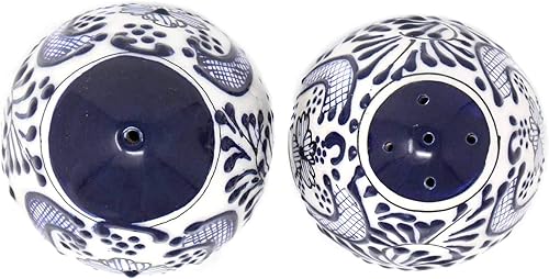 Miniatura 4 de Encantada - Juego de salero y pimentero mexicano pintado a mano, hecho a mano, colección de tinta, negro y blanco, (MC085I-K2)