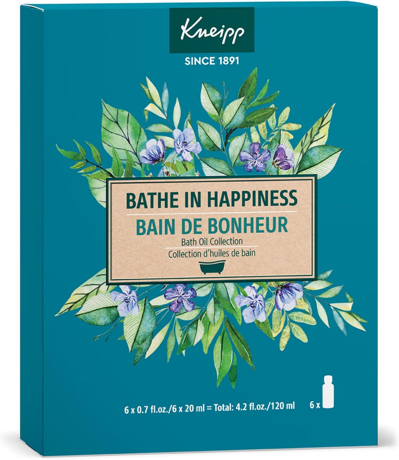 Bathe in Happiness 6-Piece Bath Oil Set - 0.67 Per Bottle (6 Total) - Ideal for Trial & Travel - One Bottle Delivers Up to Two Baths