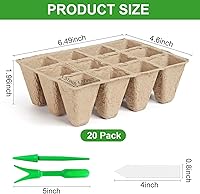 Vista 2 de Kit de inicio de semillas de 240 celdas con macetas de turba de 12 celdas engrosadas - 20 bandejas + herramientas de trasplante y etiquetas