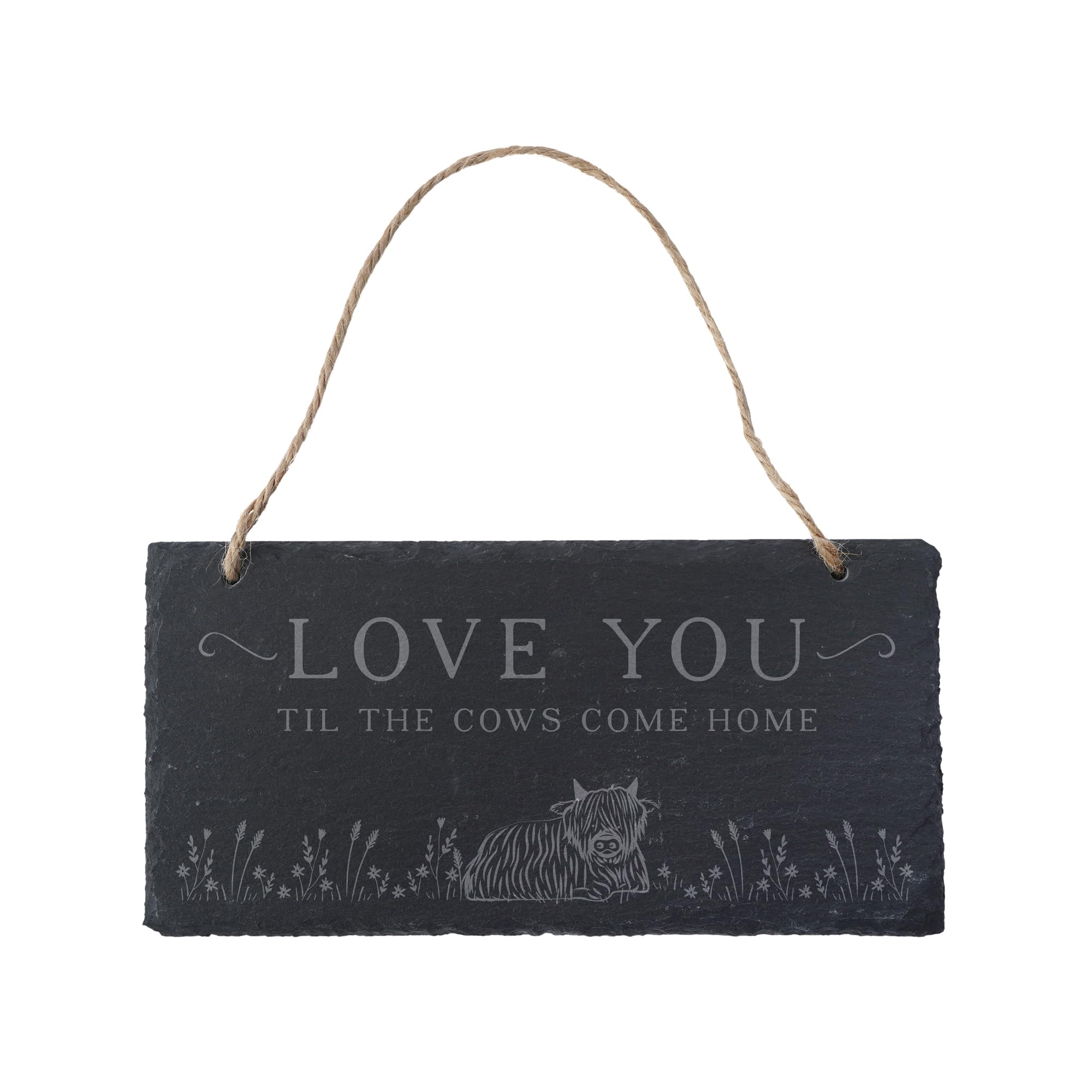 Cgb Giftware Grey | Bramble Farm Love You Til The Cows Come Home - Illustrated Slate Sign | Farmyard | Home Decor | Homeware | Rustic Decor | Slate Sign | Gb07537