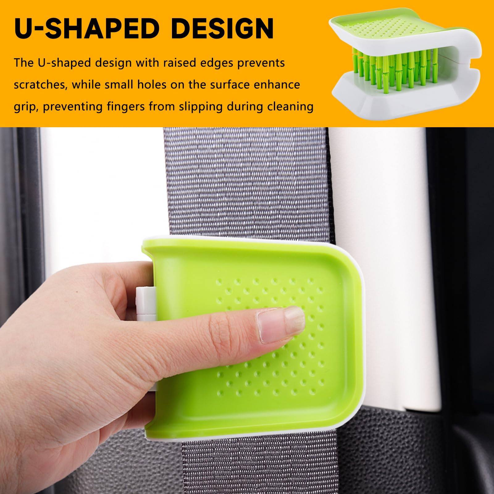 Rislobx Car Seat Belt Cleaning Brush, Non-Slip Car Seatbelt Cleaner Washing Brush Auto Detailing Brush Double Sided U-Shaped Car Interior Dust Brush 6 thumbnail image
