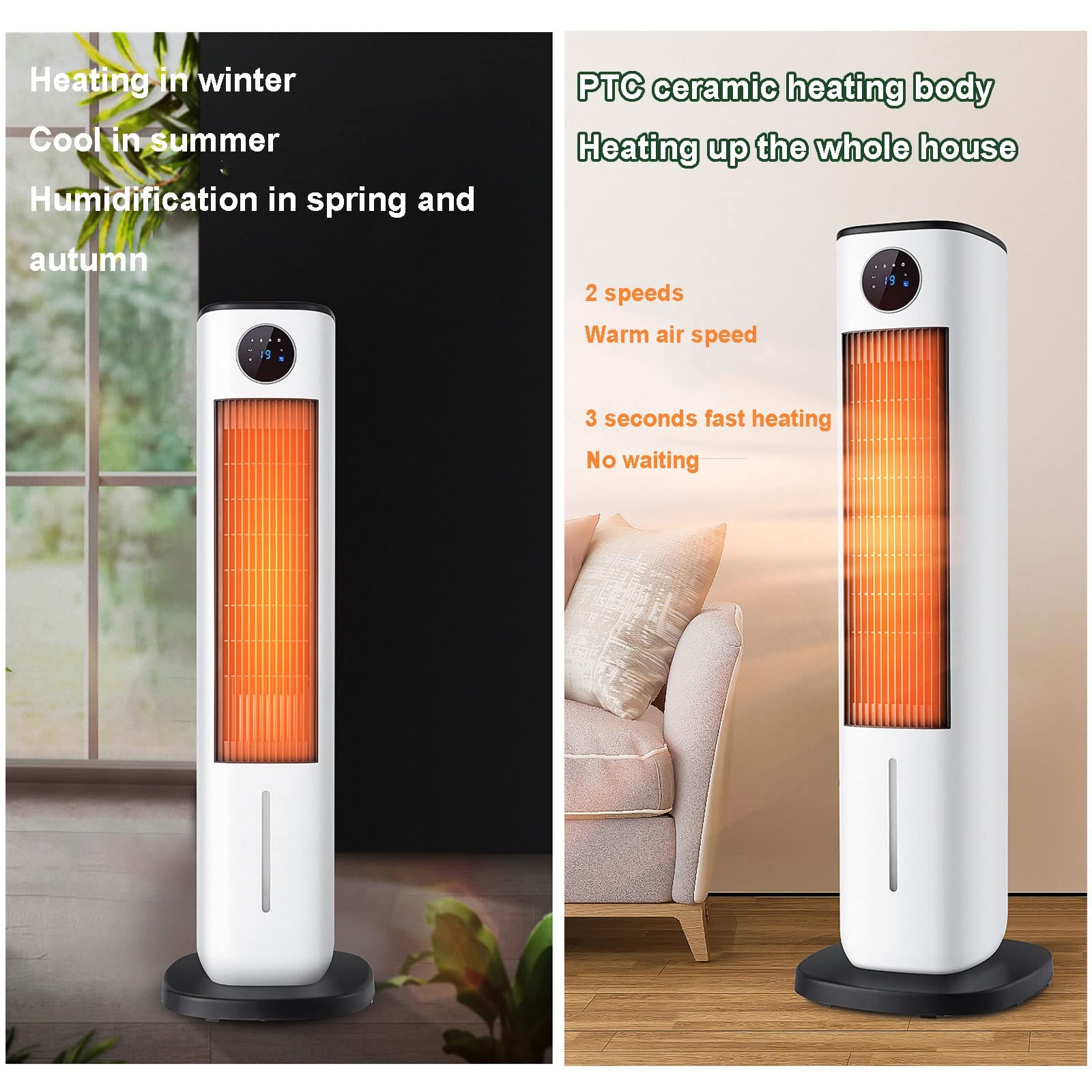 Enfriador de aire evaporativo, ventilador oscilante para interiores con control remoto, 4 modos/3 velocidades, acondicionador sin cuchillas de 35 pulgadas para dormitorio, oficina, tanque de agua de 7