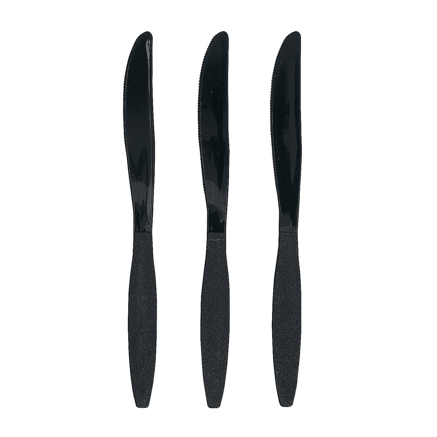 Fun Express - Black Plastic Knives (50 Pc) - Party Supplies - Solid Tableware - Cutlery - 50 Pieces