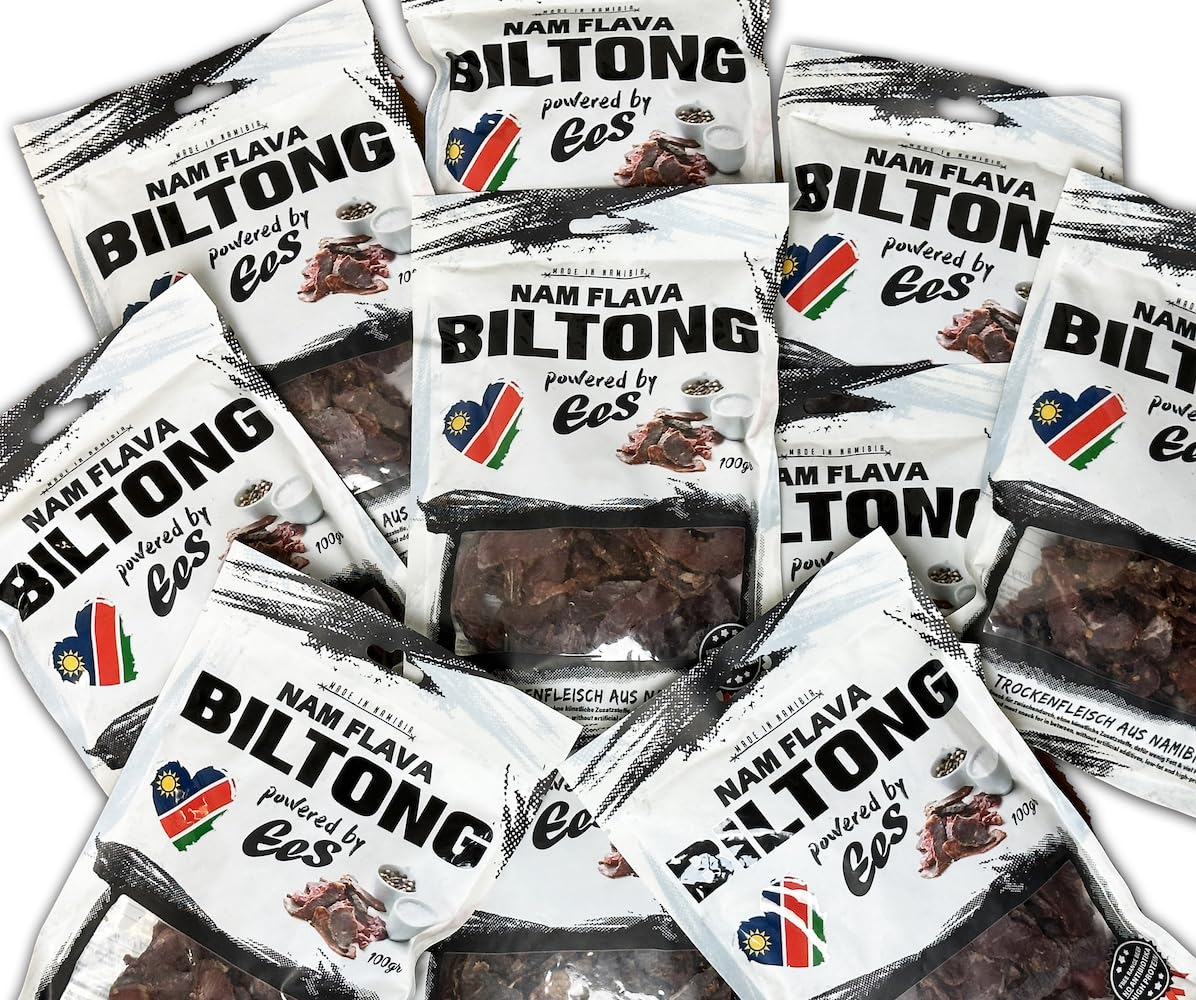 Nam Flava - Original Biltong aus Namibia - 1 kg (10x100 g) - Trockenfleisch, Beef Jerky, viel Protein