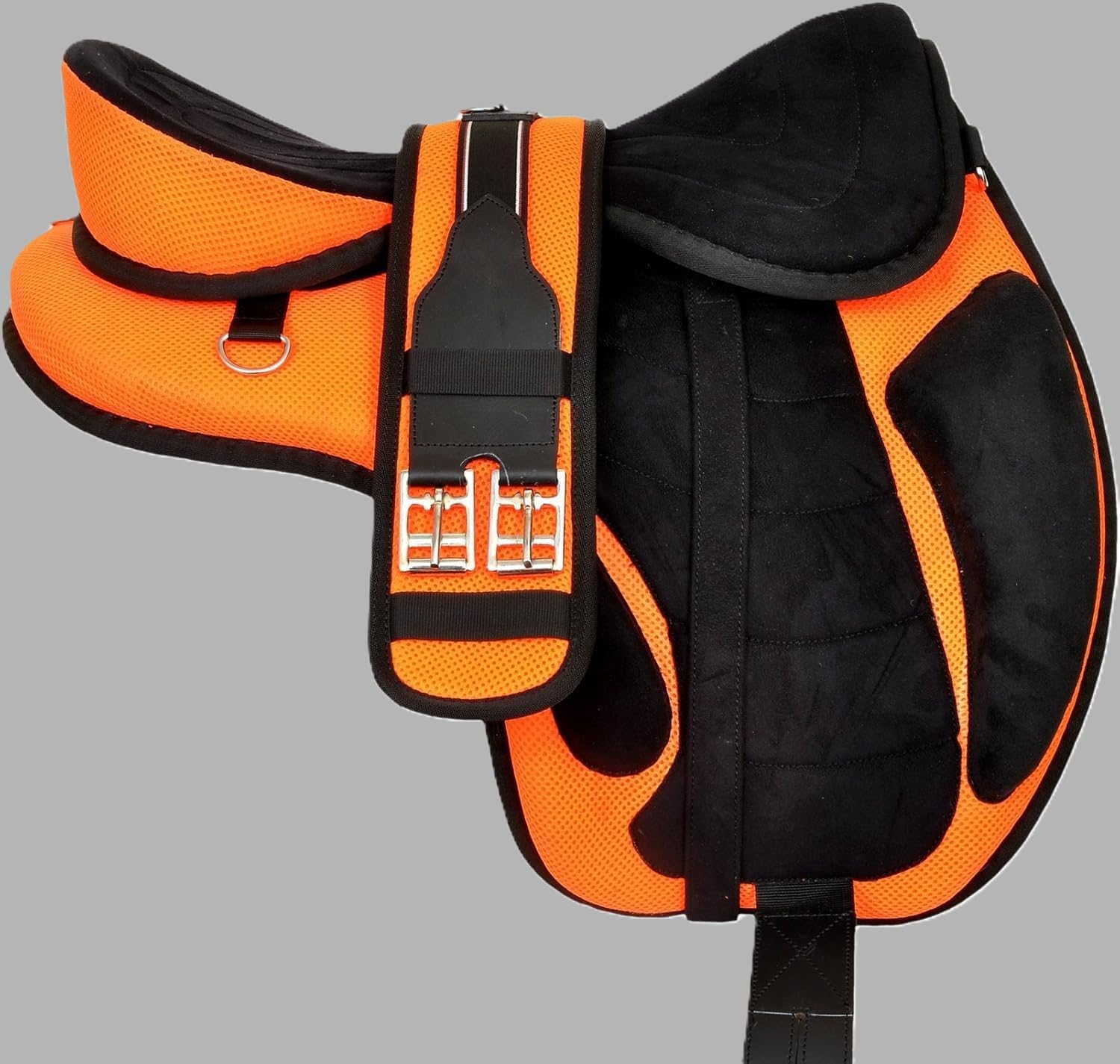 Synthetic Leather Freemax Treeless Pony Saddle Comfortable Adjustable Fit 15 Inch Orange