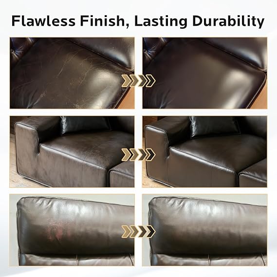 Brown Leather Recoloring Balm: Leather Color Restorer Conditioner, Leather Repair Kits for Vinyl Furniture Sofa Car Seats Shoes - Dye on Scratches Fades Worn Surfaces