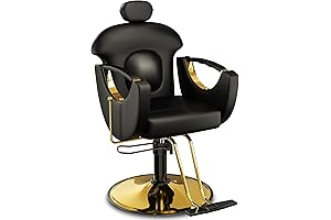Comfortable Black and Gold Salon Chair with Removable Headrest