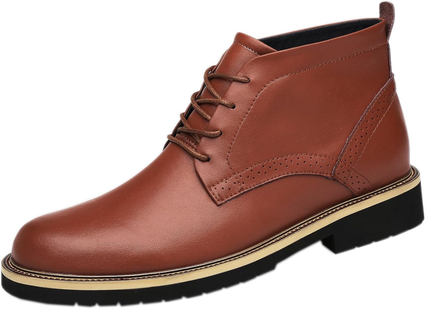 Men's Leather Classic Chukka Boots Lace up Brown