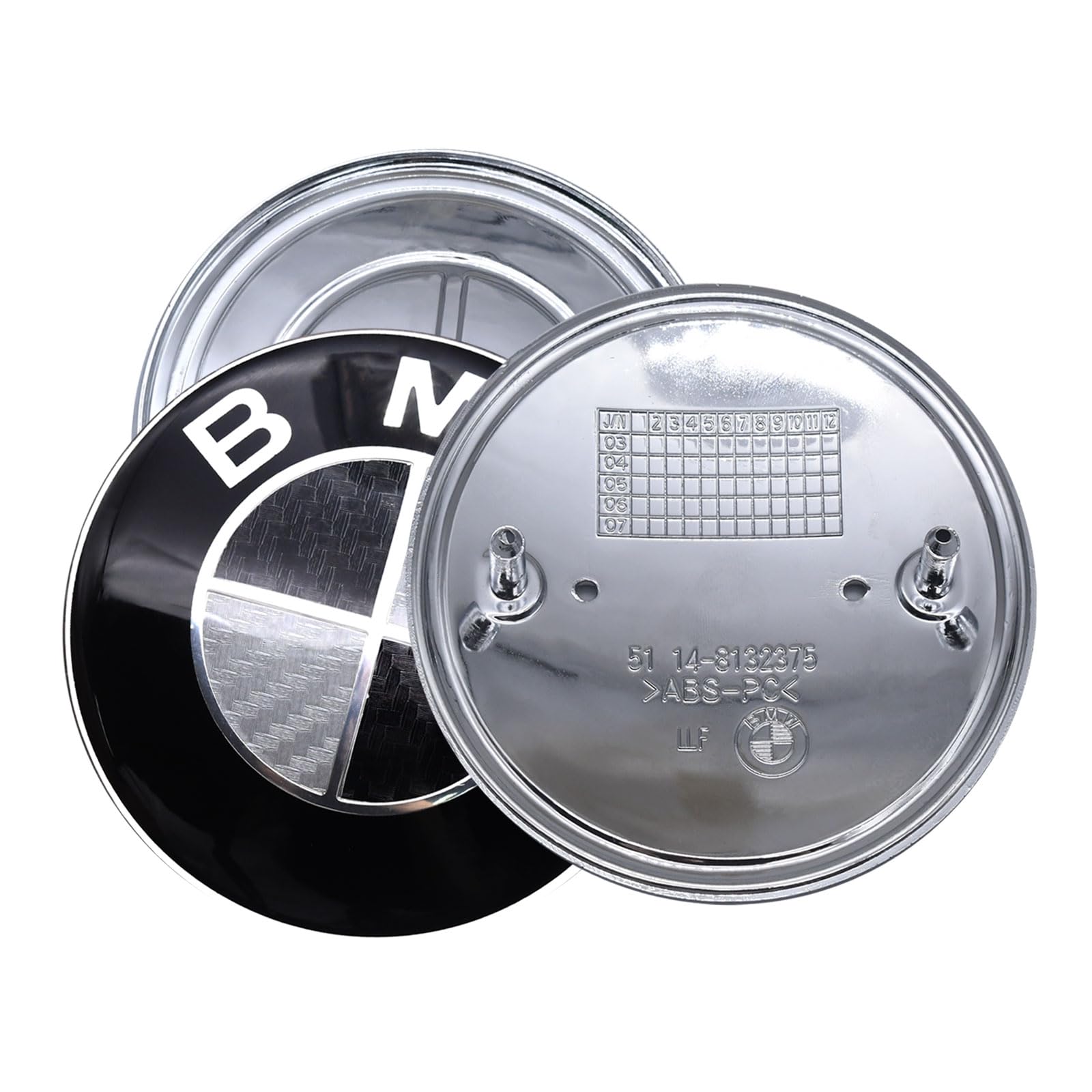 2pcs Replacement for Hood Trunk Emblems 83mm & 72mm with 4 Grommets, Fits All Models X3 X5 X6 3 4 5 6 7 8 Series 325i 328i E46 E30 E36 E34 E38 E39 E60 E65 E90