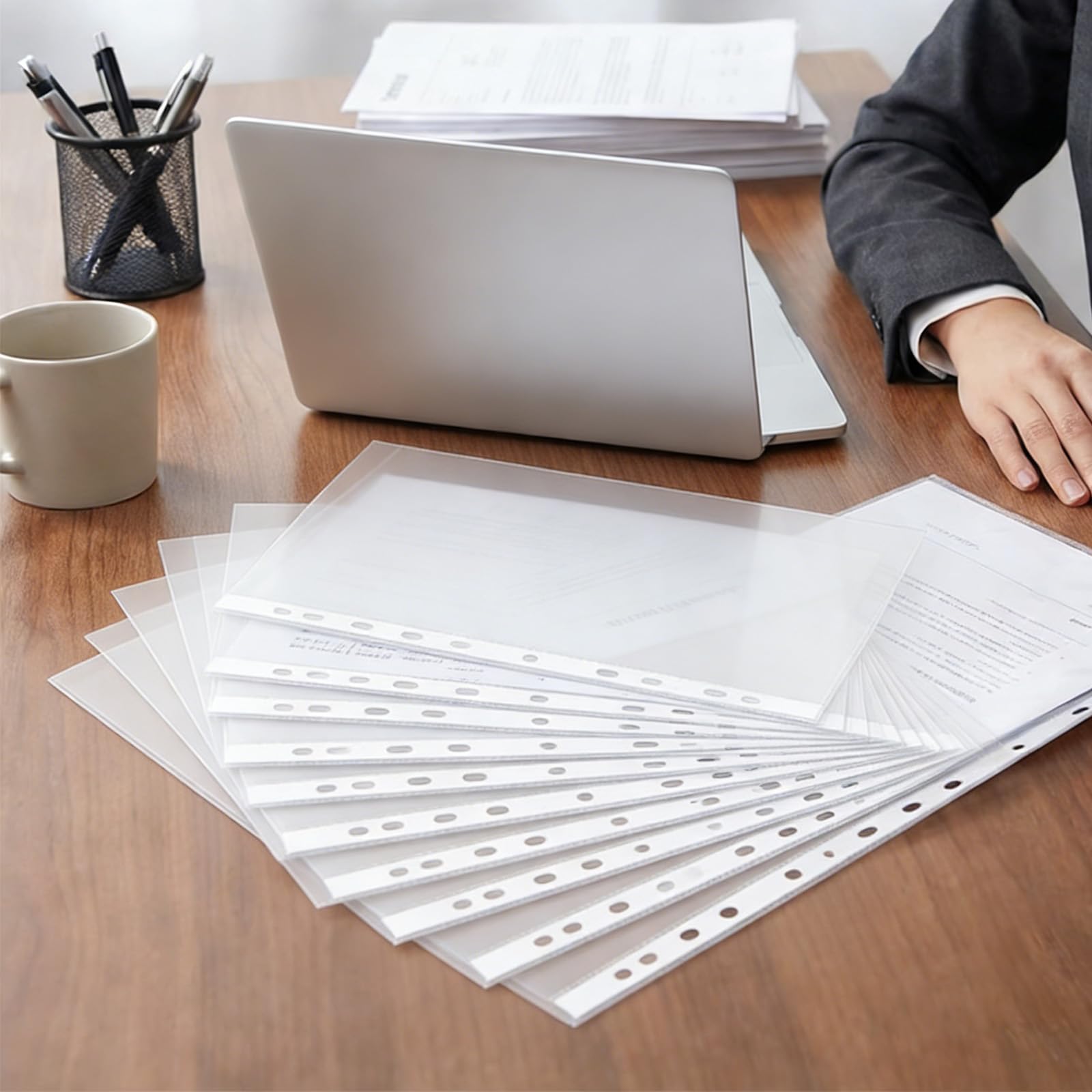 Waterproof A4 Document Folder 100 PCS Clear File Folders Transparent Paper Holder Sleeves for Organization and Office use