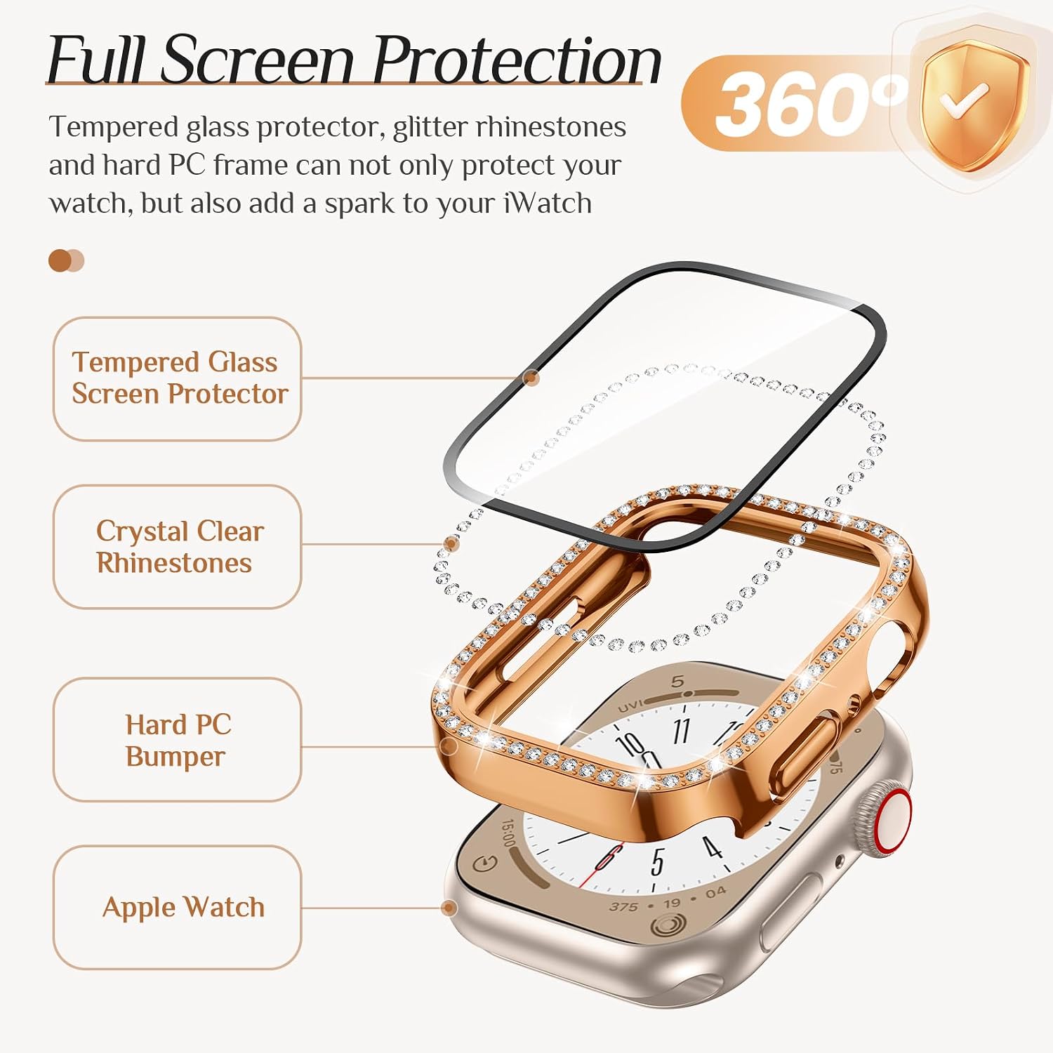 2-Pack Bling Case with Screen Protector for Apple Watch 40mm thumbnail