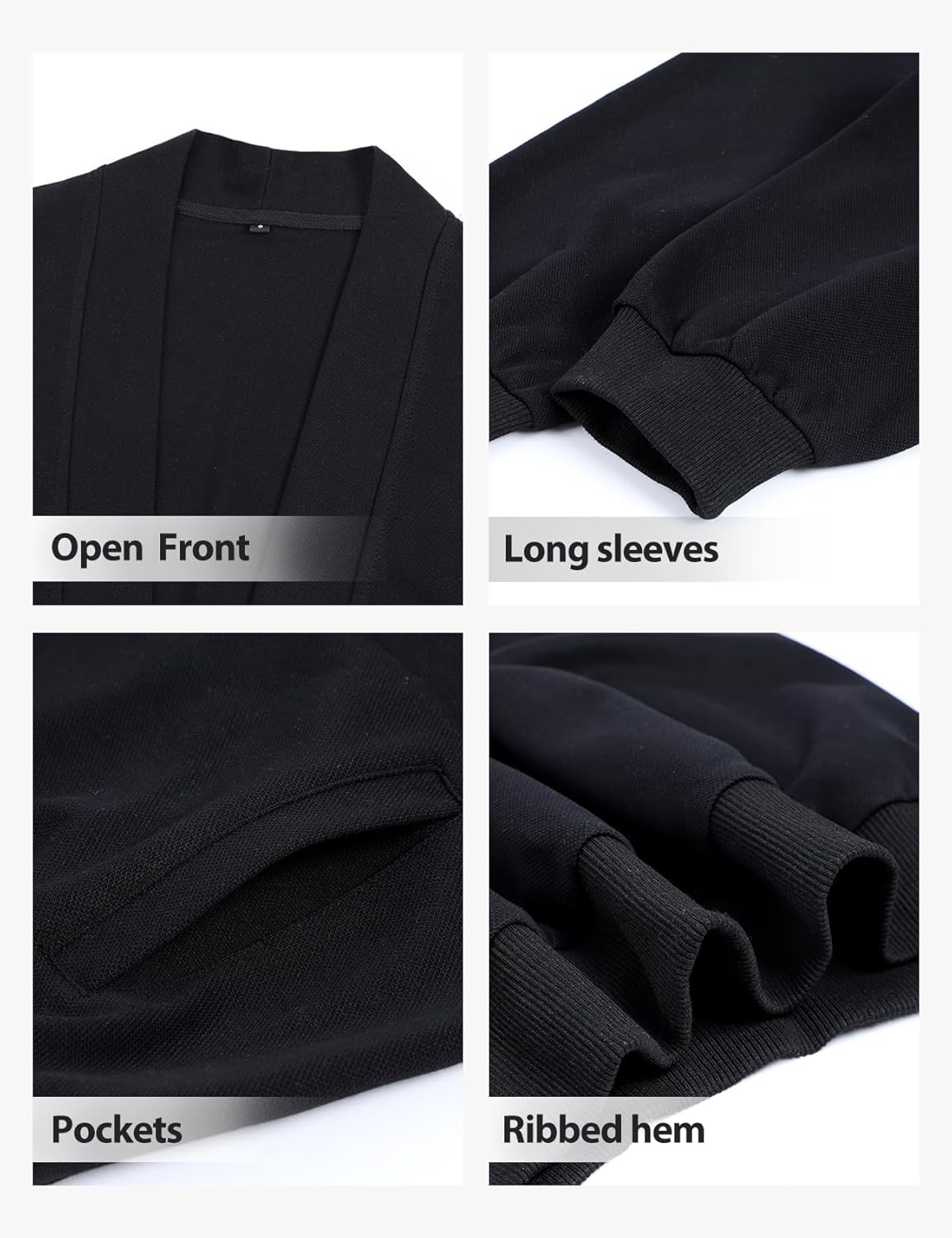 Wyeysyt Womens Sweatshirt Cardigan Lightweight Oversized Drop Shoulder Open Front Casual Cardigan - Image 7