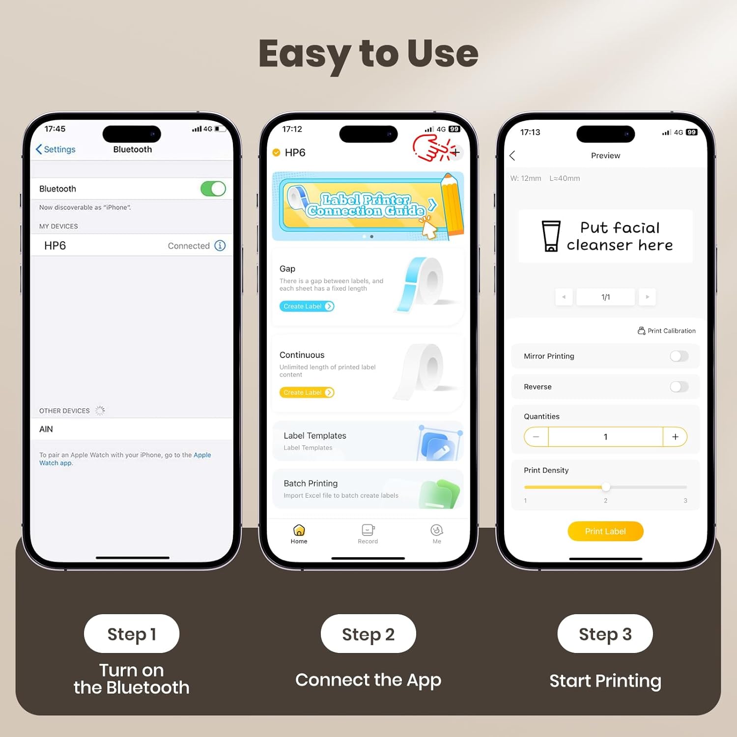 Label Maker Machine with Tape Portable Bluetooth Mini Sticker Printer Wireless Small Labeler with Multiple Templates for Home School Office Organization