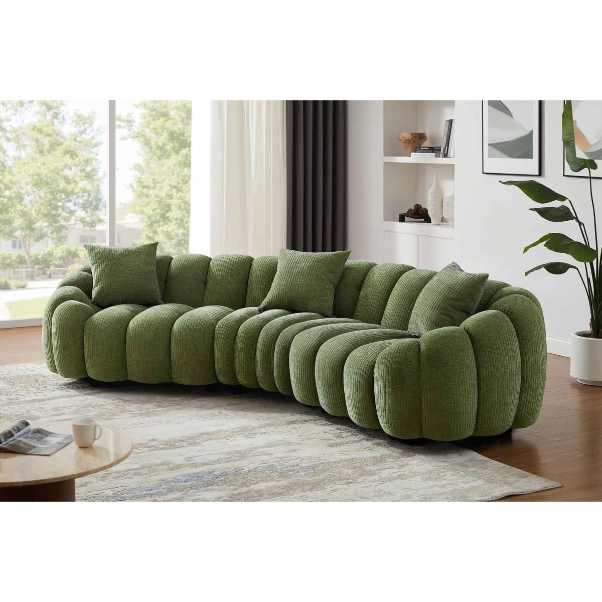 Minimore Modern Style Winnie Curved Shape 4 Seater Sofa (Green)-image-42