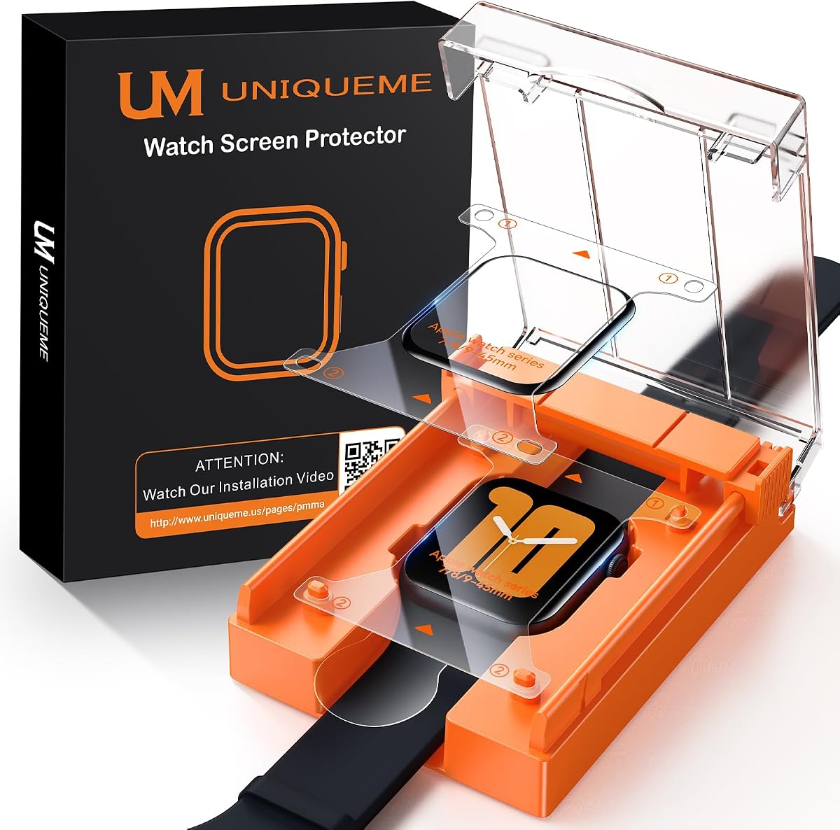UM UNIQUEME for Apple Watch Series 9/8/7 Screen Protector 45mm | [Strong Asorption] [Ceramic Film Not Glass] iWatch Easy Installation Anti-Scratch HD Clear Cover Soft Film,2 Packs