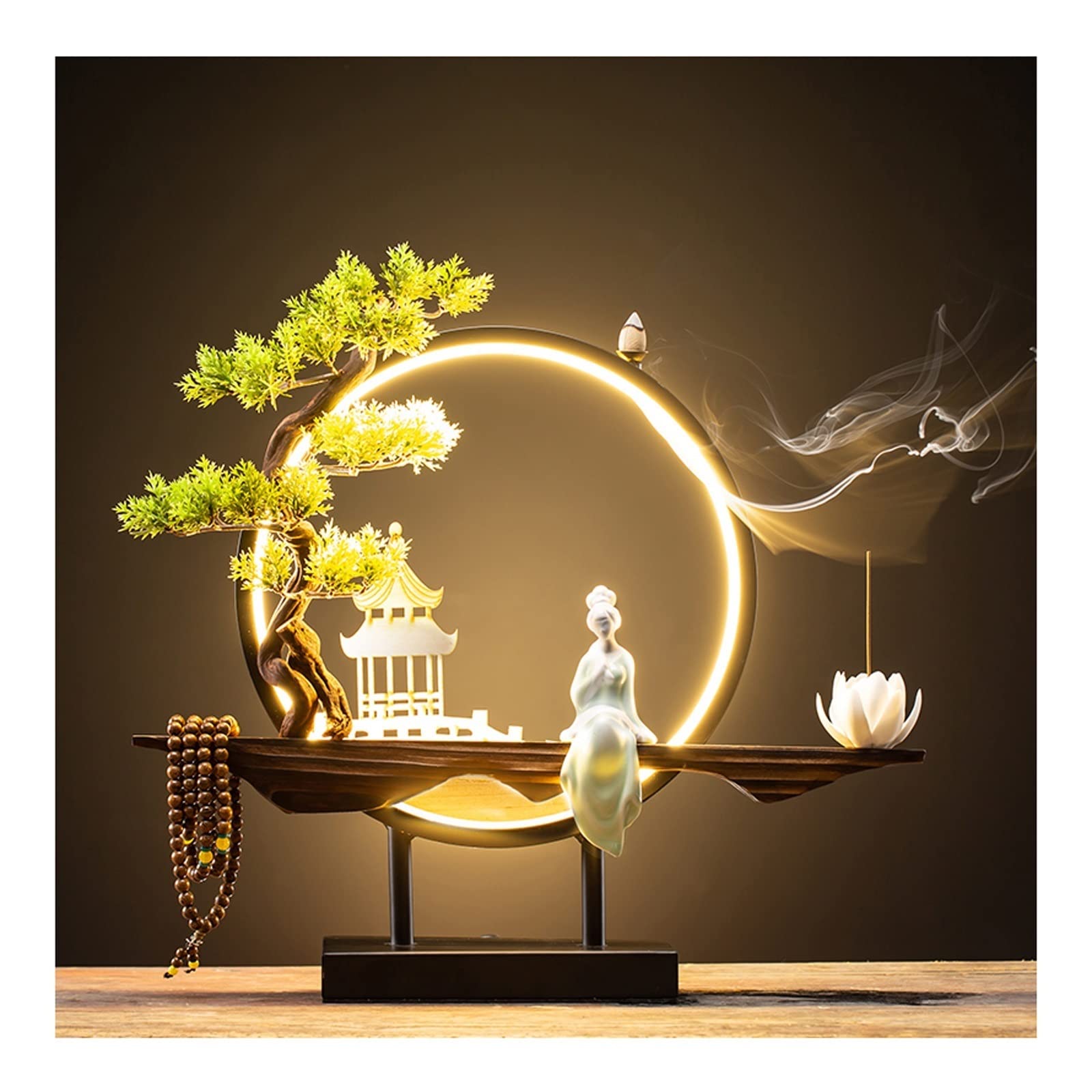 Basxdrfxz F Incense Holder Base Creative Chinese-Style Censer Decorations Ceramic Reflux Holder Aromatherapy Urnace Beautiful Home Decoration(F)