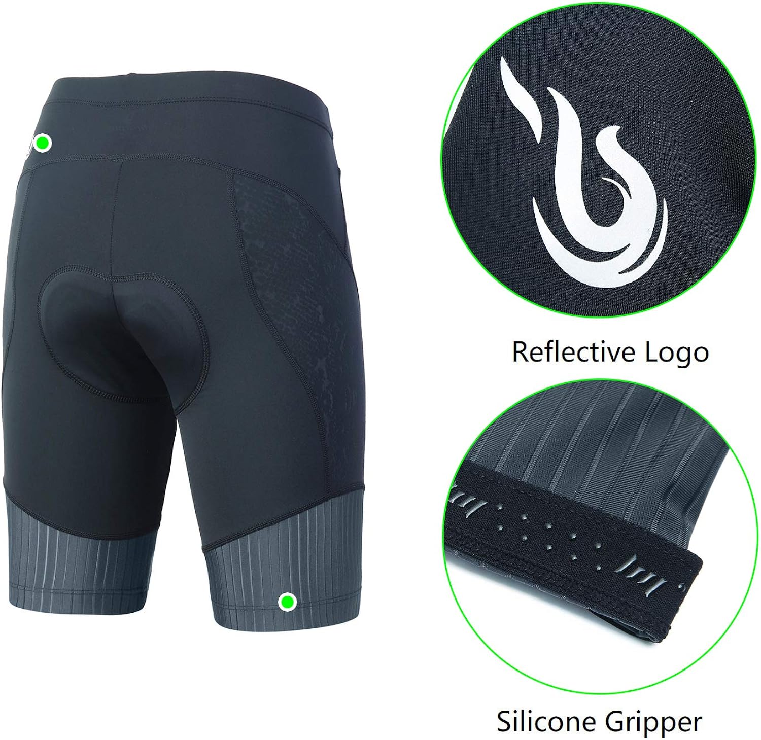 beroy Women Breathable Bike Shorts, Cycling Shorts with 3D Gel Pad X-Small Atrous-grey