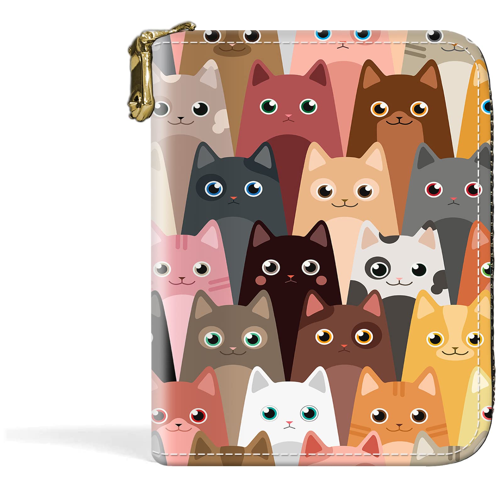 COYEUX Credit Card Wallet, Zipper Credit Card Holder For Mens And Womens, Compact Size RFID Blocking For Travelling, Cute Cats, Modern