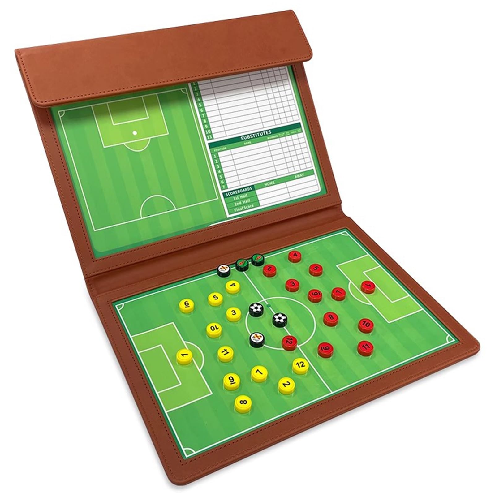 Lavagna Tattica Calcio, Lavagna Calcio Allenatore di Board, Design Pieghevole, Facile da Scrivere e Cancellare, Ideale per Scuola/competizioni/club(Brown)