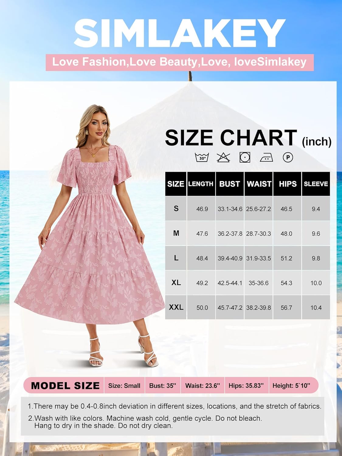 Women's Summer Dresses 2025 Casual Maxi Dresses Boho Floral Short Sleeves Square Neck Beach Vacation with Pockets - Image 4