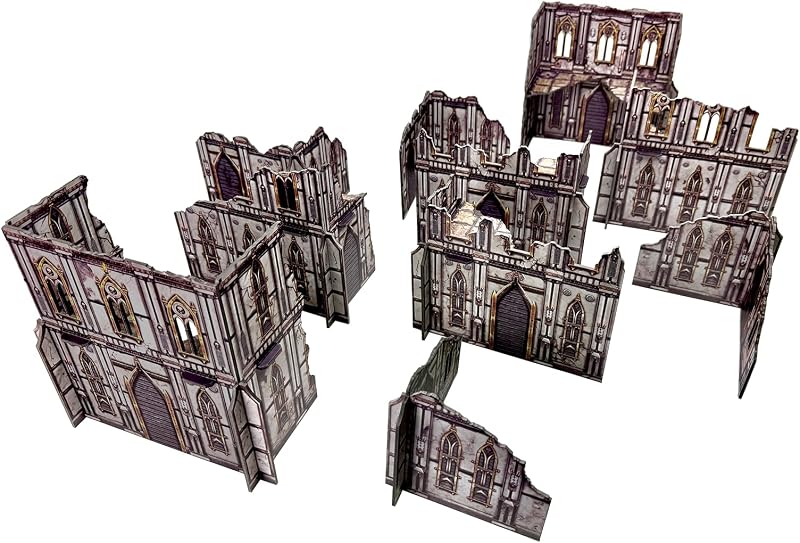 10PCS 40K Terrain Set with 16PCS Bases for WH40K Chapter Approved Tournament Companion, 40K Terrain Battlezone Creation Kit