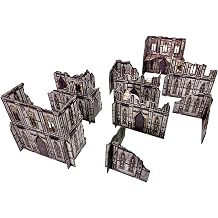 10PCS 40K Terrain Set with 16PCS Bases for WH40K Chapter Approved Tournament Companion, 40K Terrain Battlezone Creation Kit
