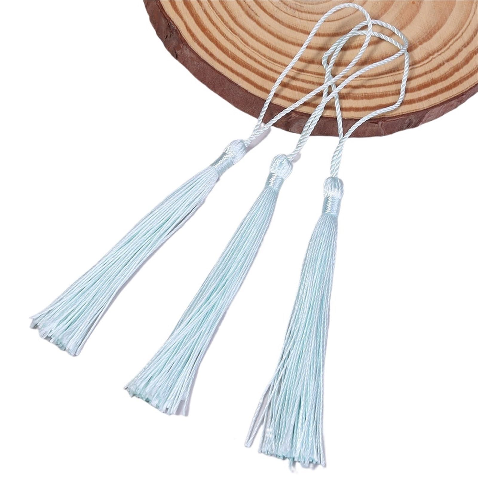 Tassel Pendant 30-100pcs Tassel Silk Fringe Silky Floss Bookmark Tassels Mini Hanging Rope DIY Craft(Light Blue,Spike80rope50 100pcs)