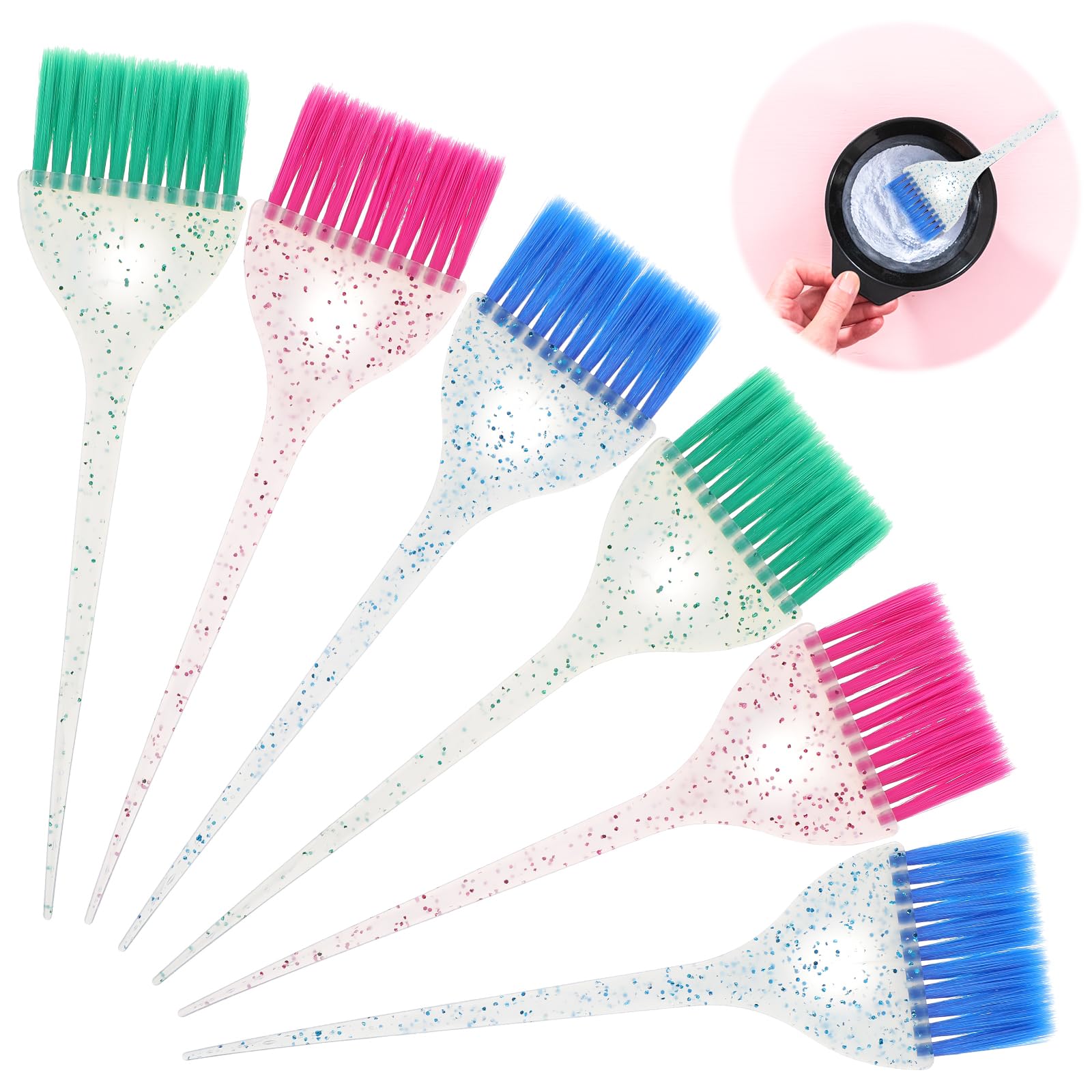 TIESOME Lot de 6 pinceaux de teinture capillaire applicateur de précision, coloration, coiffure, usage domestique et professionnel, outils de coiffure