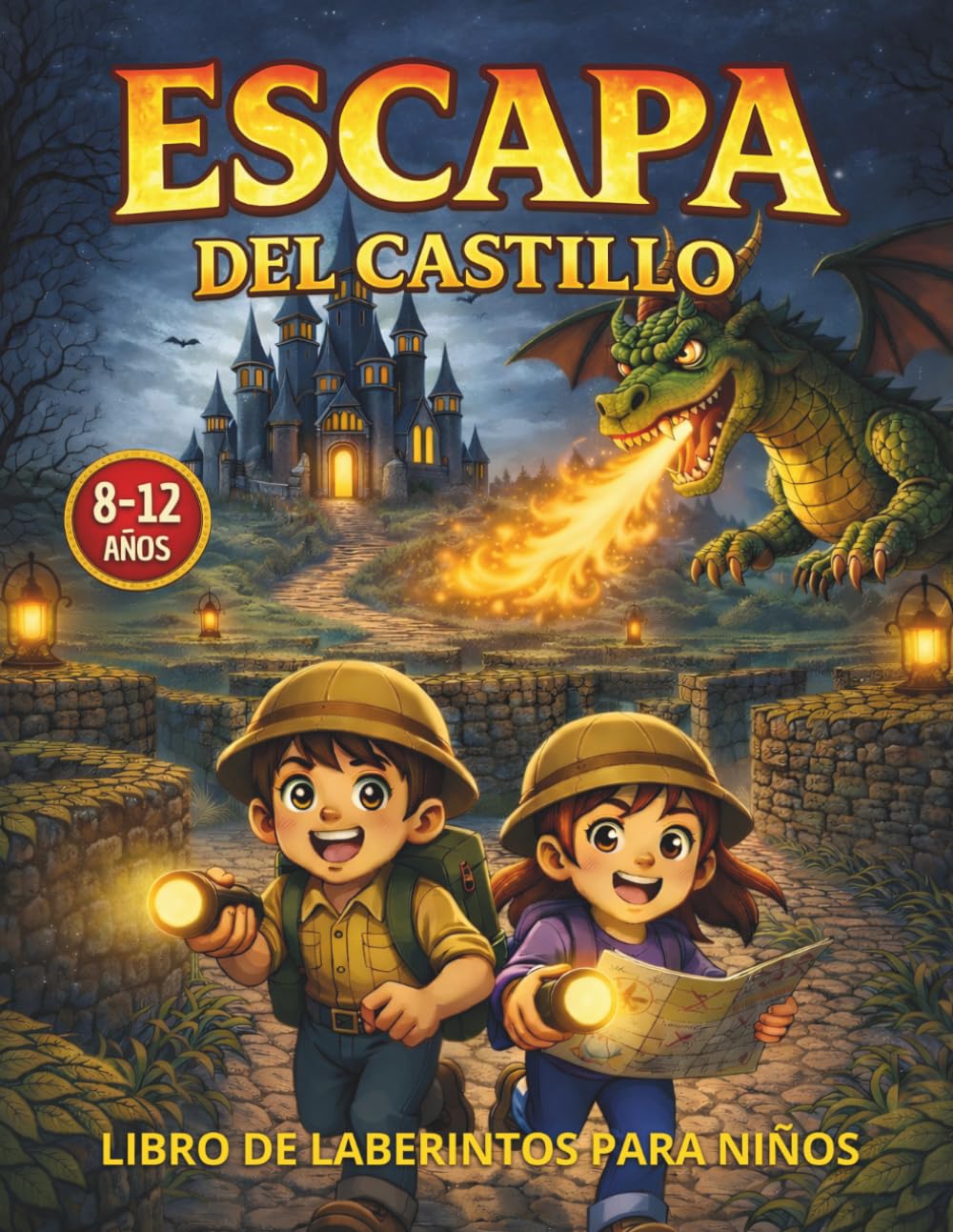 Escapa del Castillo: Libro de Laberintos para Niños de 8 a 12 Años, 50 Complicados Laberintos que Ayudarán a Mejorar la Atención, la Concentración, la ... y la Autoestima de los Niños y Niñas