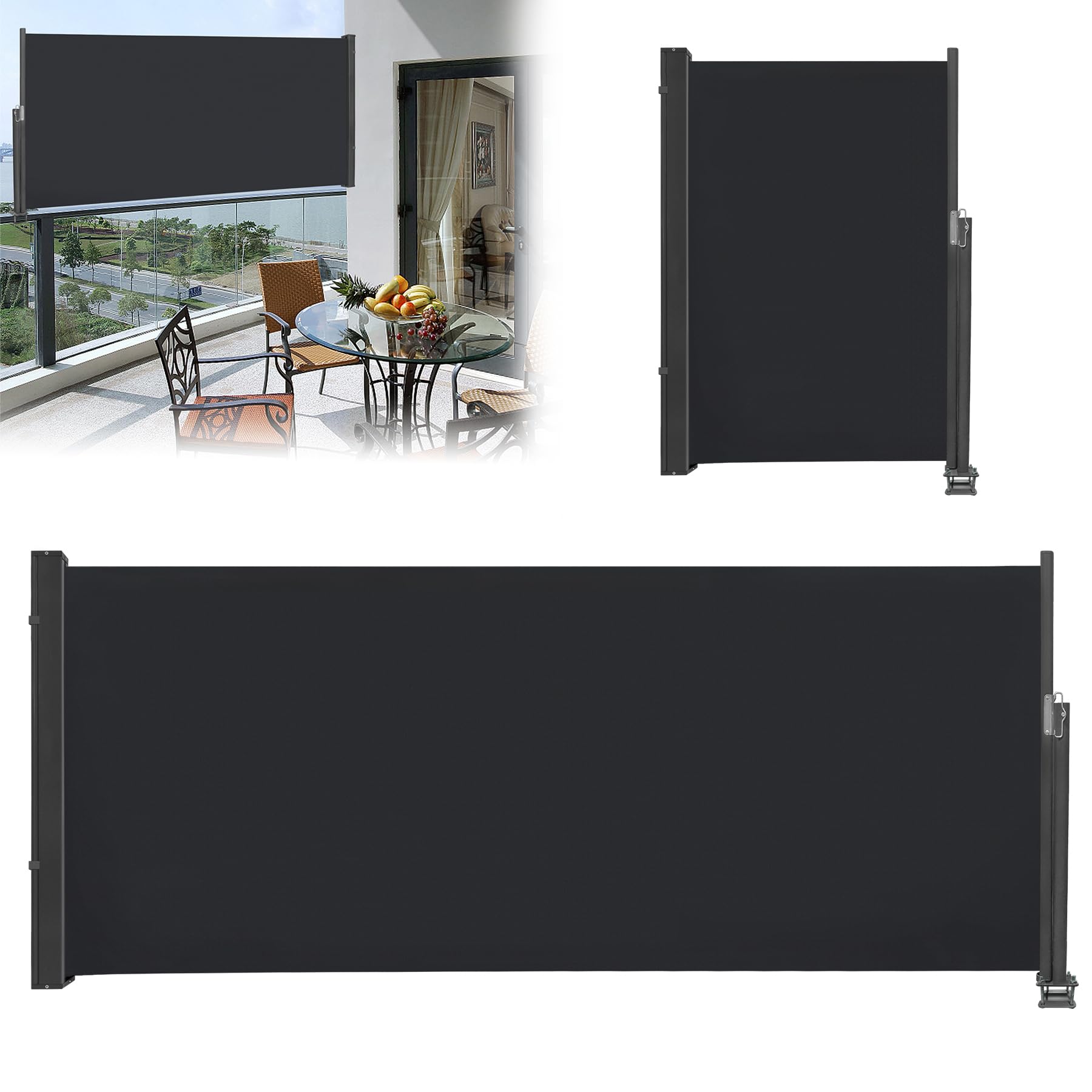 ACXIN Store latéral - Brise-Vue Extensible - Protection Contre Le Vent - en Tissu pour terrasse et Balcon - 100 x 300 cm - Anthracite