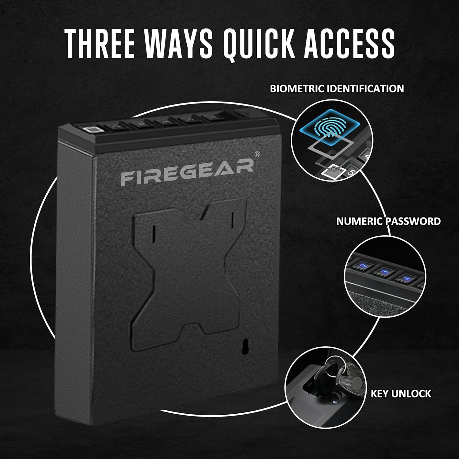 FIREGEAR Carbon Steel Gun Safe with Upgraded Biometric Sensor Unlocks in 0.5s, Stores 20 Fingerprints for Multi-User Access, Childproof Design - Bedside Storage, Nightstand Safe, Compact - Black