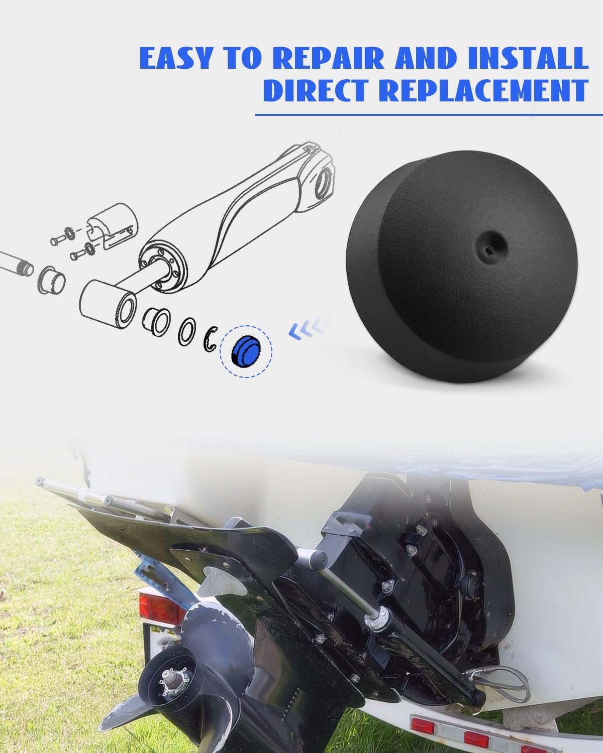19-815951 Trim Cylinder Ram Cap Fit for Mercruiser Alpha One Gen II stern drives 1991-Newer, Replace 19815951, 18-2466-9, 4PCS