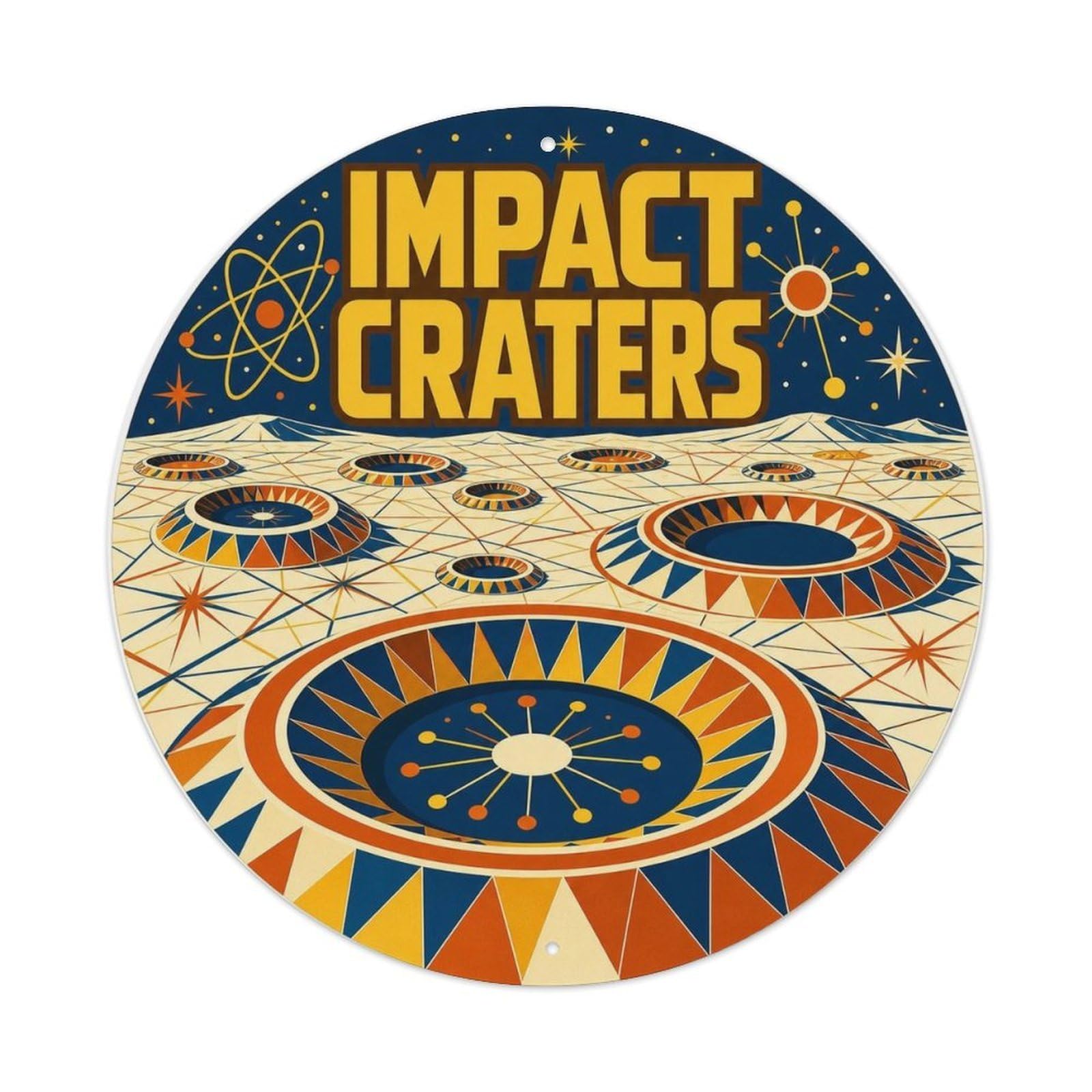 Solar System Astronomy Europa Impact Craters Universe Metal Tin Sign Plaque Wall Decor for Cafe, Man Cave, Club Bar, Office, Home Garden Round Metal Poster 8x8Inch