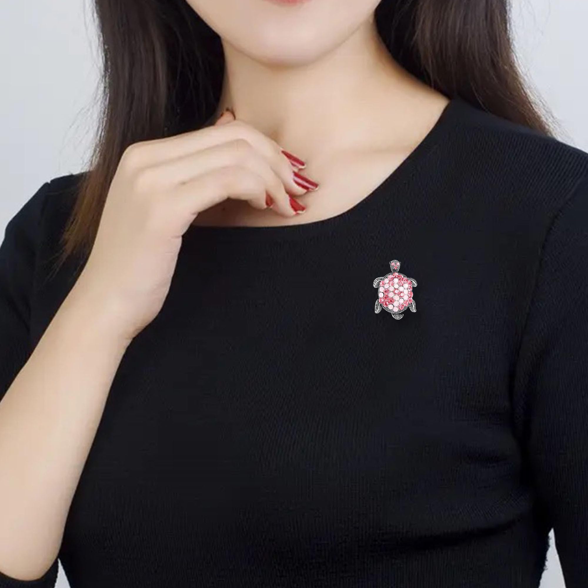 GBAHFY Schöne Anstecknadeln für Damen, bunte Kristall-Strasssteine, Tiere, Meeresschildkröte, Brosche mit Goldton, ideal für Ehefrau, Schwestern und Freunde