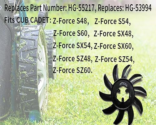 Miniatura 4 de 55217 Ventilador de cortacésped Ventilador de transmisión de 10 aspas Sustituye a 53994