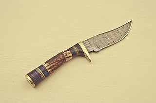 Custom Collectible Handmade Damascus Hunting Knife Beautiful Bolster Handle | Sheath