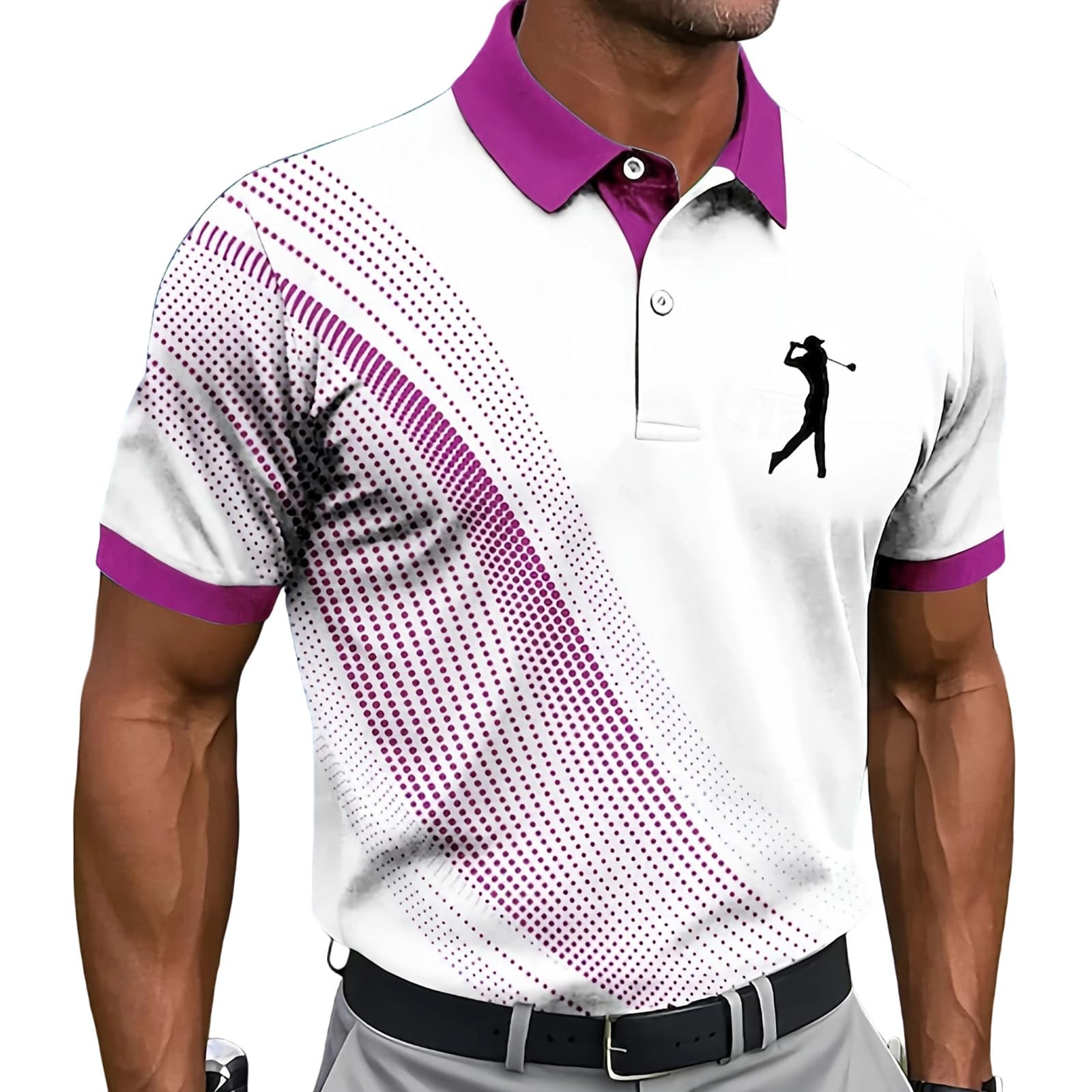 Men's Golf Polo Shirt T-Shirt Gradient Plaid Party Casual Short Sleeve Shirts Quick Dry Moisture Wicking Athletic Shirt — view 26
