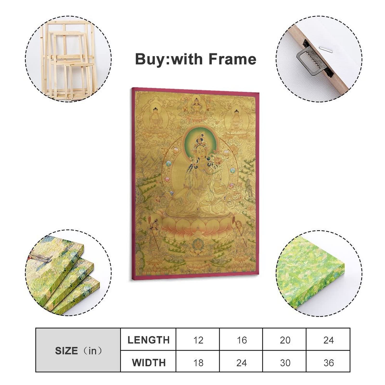 Tara bianca con Buddha Shakyamuni Buddismo Religione Meditazione Poster Decorazione per la casa Poster arte da parete Camera da letto Decorativa Estetica 40 x 60 cm