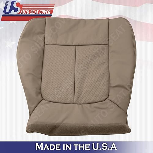Miniatura 6 de Cubierta de asiento de cuero perforada inferior del conductor Camel Tan 2009 2010 para Ford F150 Lariat