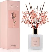 COCORRÍNA Premium Sandalwood Rose Reed Diffuser Set with Preserved Baby's Breath - 6.7oz Long-Lasting Fragrance Oil for Home Bedroom Bath Décor
