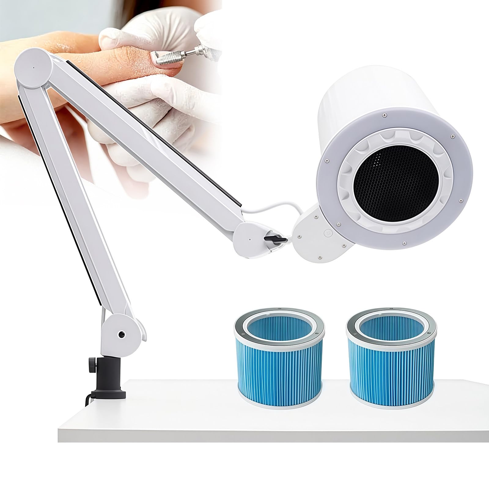Odkurzacz Do Pyłu Do Pedicure, Oryginalny Próżniowy Odkurzacz Z LED & 1 Filtrem, Regulowane Ssanie dla Pedicure & Manicure DesktopMount