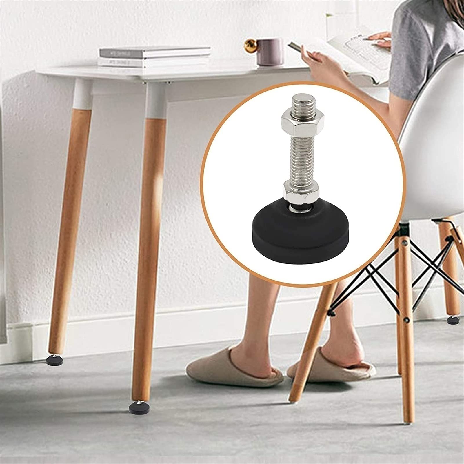 Pies de nivelaciónPies de nivelación Ajustables con Base de Nylon inclinable (diámetro 60 mm), Patas de nivelación de Muebles roscados M16 X 150 mm (Color : 4pcs) (Color : 12pcs)