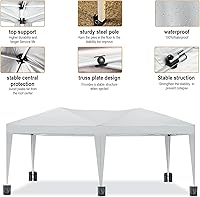 Vista 2 de Toldo desplegable blanco de 10 x 20 pies para fiestas al aire libre con 6 paredes laterales, tienda de campaña para fiesta de boda al aire libre